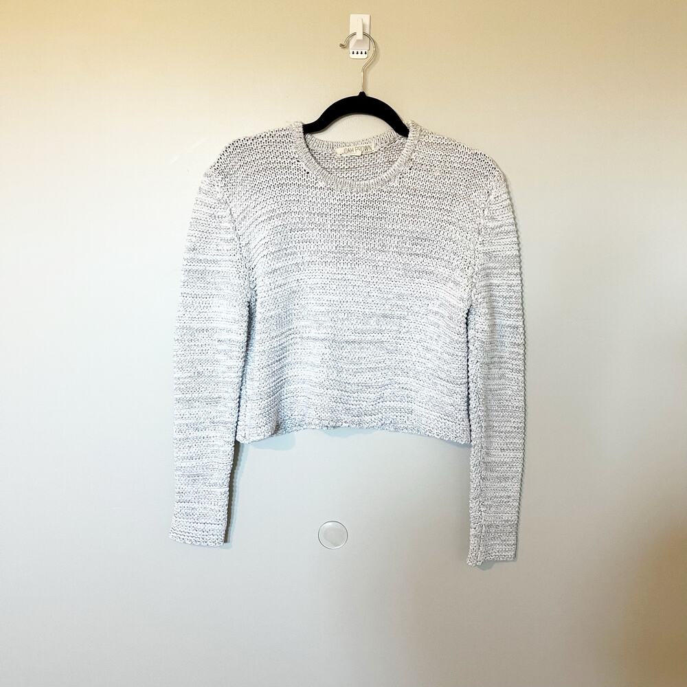 Joah brown Heathered gray knit crop sweater one size